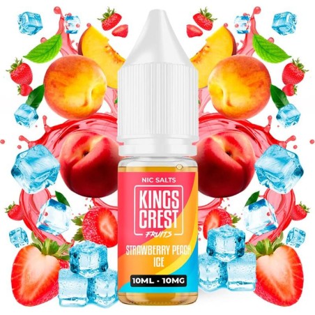 STRAWBERRY PEACH ICE NIC SALT 10ML 10MG KINGS CREST