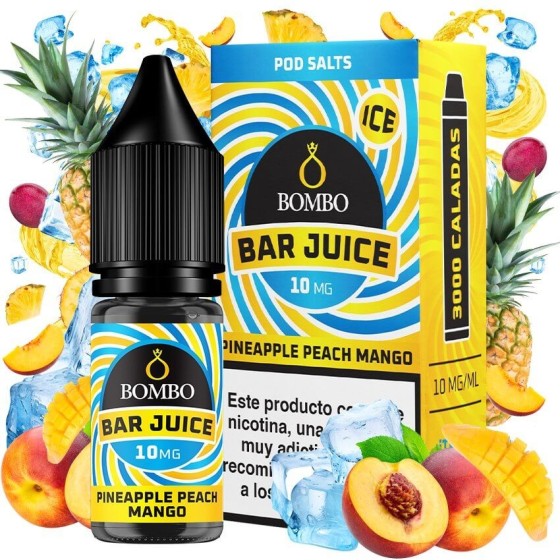 PINEAPPLE PEACH MANGO ICE NICSALT 10ML 10MG BAR JUICE BOMBO