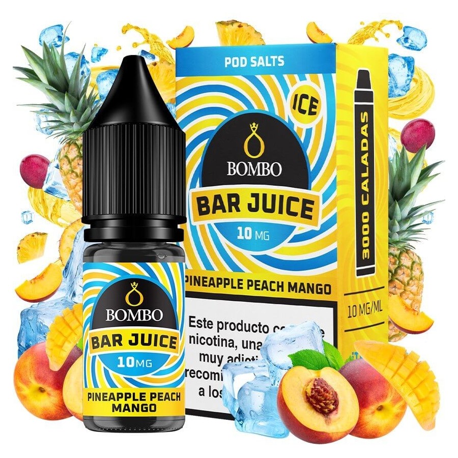 PINEAPPLE PEACH MANGO ICE NICSALT 10ML 10MG BAR JUICE BOMBO